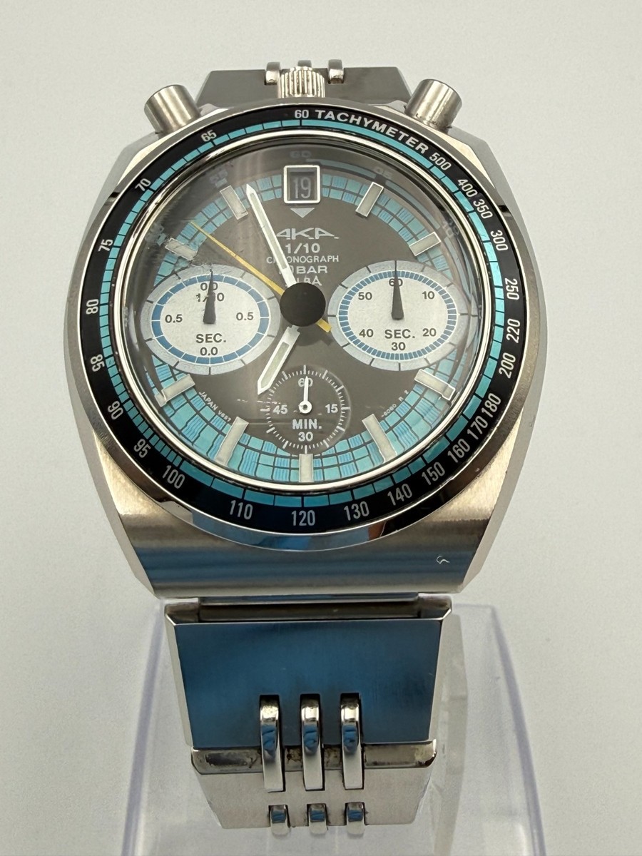 Seiko AKA ALBA V657-6060 Black Blue Dial Vintage Quartz Watch JP