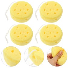 4Pcs Shower Sponges for Body Durable Yellow Bath Loofah with Dual Sides