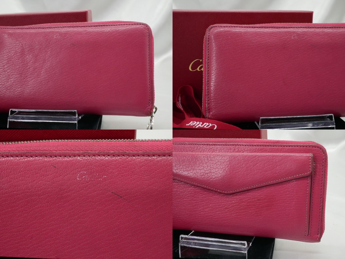 【はな】Cartier L3001355 ピンク Authentic Cartier Les Must Round Zip Long Wallet Fuchsia