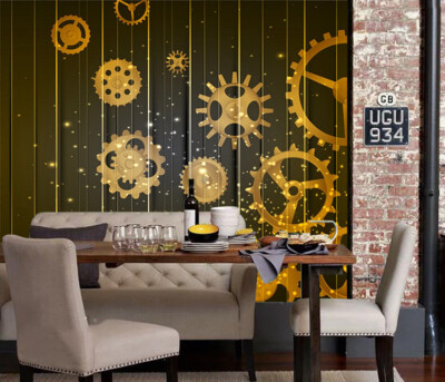 3D Yellow Gear G10271 Wallpaper Wall Murals Removable Self-adhesive Honey