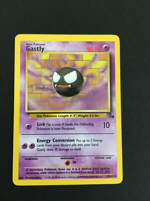 Pokemon Gastly 33/62 - Fossil Set - Excellent Condition - Actual