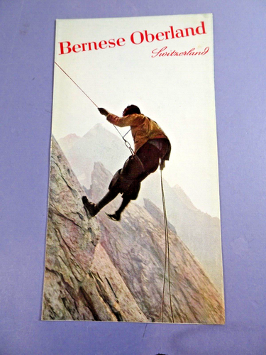 Vintage Bernese Oberland Switzerland Mountain Range FOLDOUT MAP 1930's Climbing - Picture 2 of 4