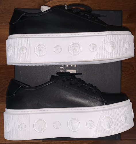VERSUS VERSACE WHITE PLATFORM BLACK LEATHER WOMEN SNEAKERS Sz. 37EU/7US - Picture 6 of 9