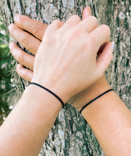 Mens Black Thick Cord Surfer Bracelet Men Unisex Beach Minimal Jewelry Gift - Picture 13 of 13