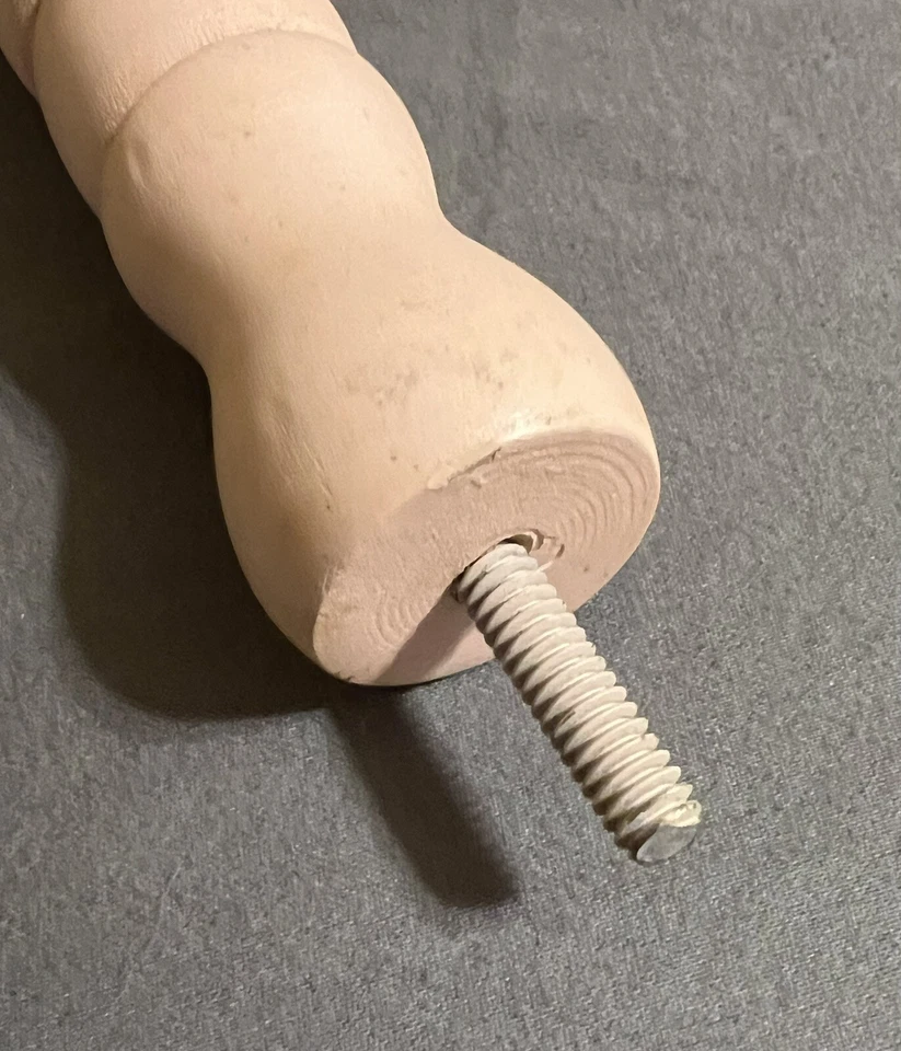 Three Vintage Turned Wood Stool Legs 11” Painted Pink Cottagecore - Image 4 of 4