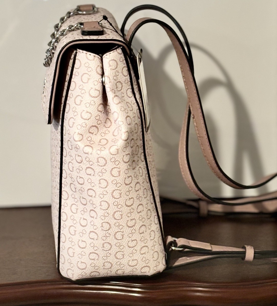 GUESS Wesley mini backpack in a light rose pink. GUESS Wesley Sv510230 Purse Backpack Book Bag Light Rose  main image 4