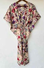 Indian Vintage 100% Cotton Long Beach Maxi Kaftan Dress One Size Caftan Kimono