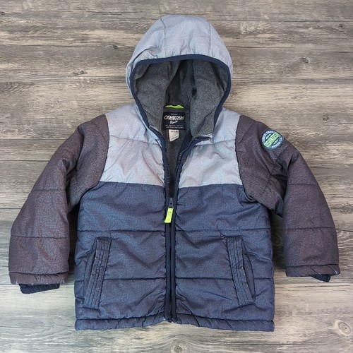 Oshkosh B'Gosh Puffer Jacket 5-6 Youth Fleece Lined Warm Hooded Colorblock Coat