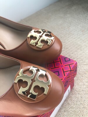 New Tory Burch Janey 50mm Royal Tan Leather Pump | eBay