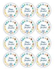 12 Happy Hanukkah, holidays, edible paper, cupcake cookie toppers PRE CUT