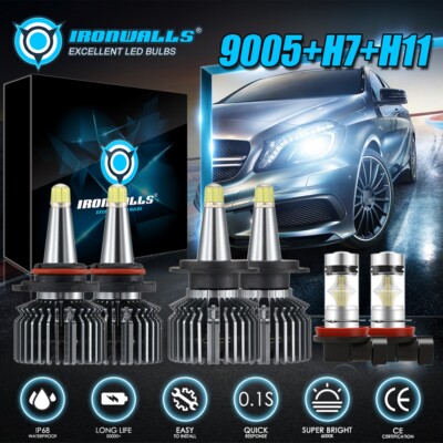 6-sides LED Headlight Hi/Low Beam+Fog Bulbs Light Kits for Mazda CX-7 2007-2012