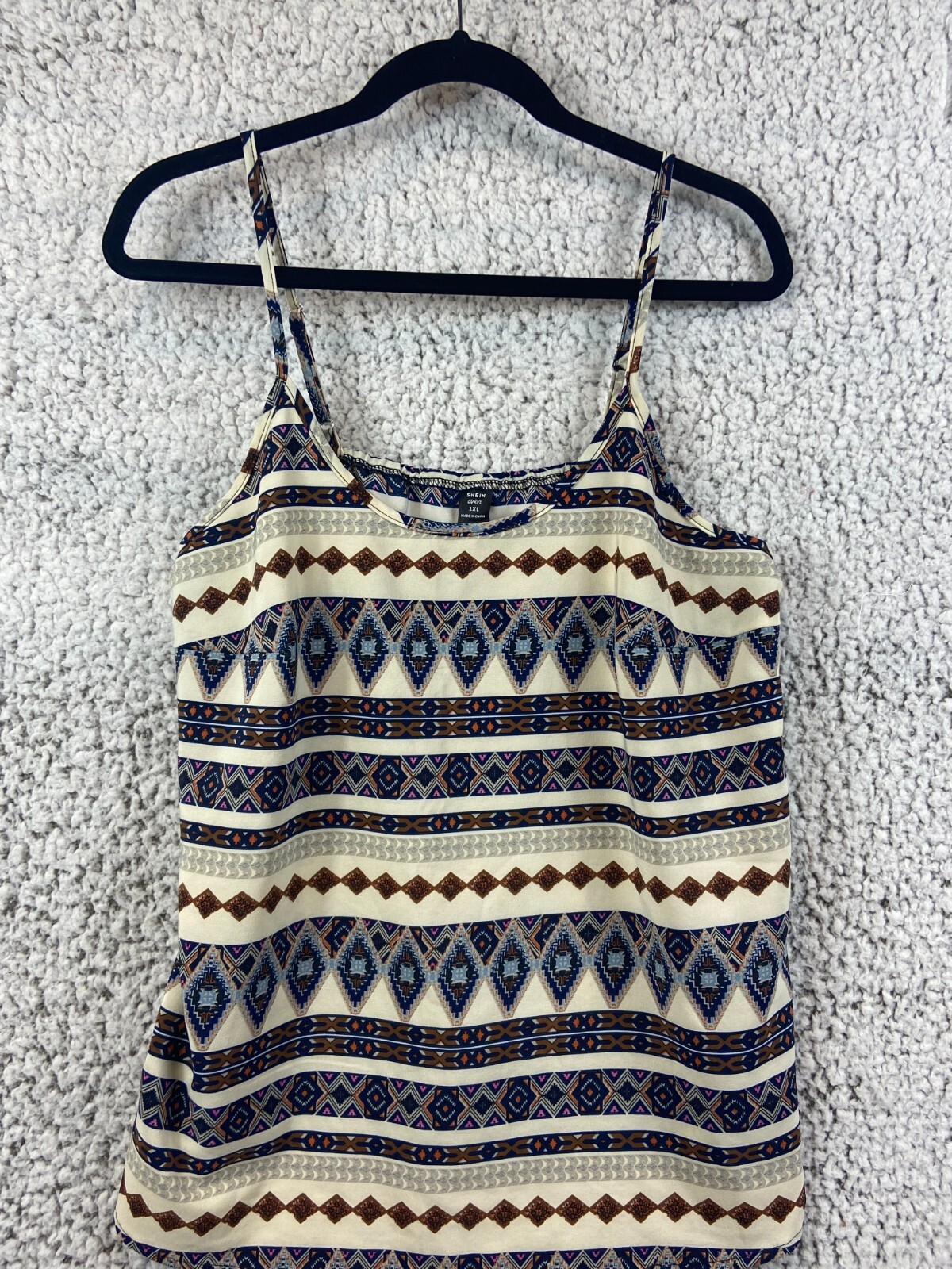 Chevron pattern multicolor spaghetti straps blous… - image 1