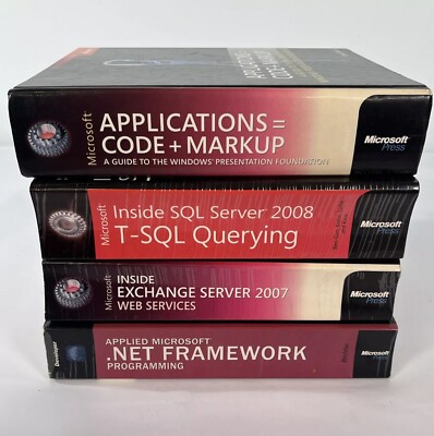 Microsoft Press Book Bundle x4 SQL Server .NET WPF Exchange Server 2007 & More