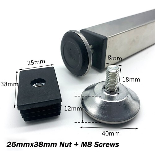 M8 Adjustable Furniture Feet Screws Leveling Foot With Insert Nuts 20mm - 50mm - Picture 23 of 23