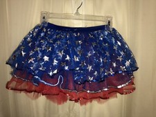 PATRIOTIC Red Silver Blue girls tutu skirt One Size costumes, dress up can can