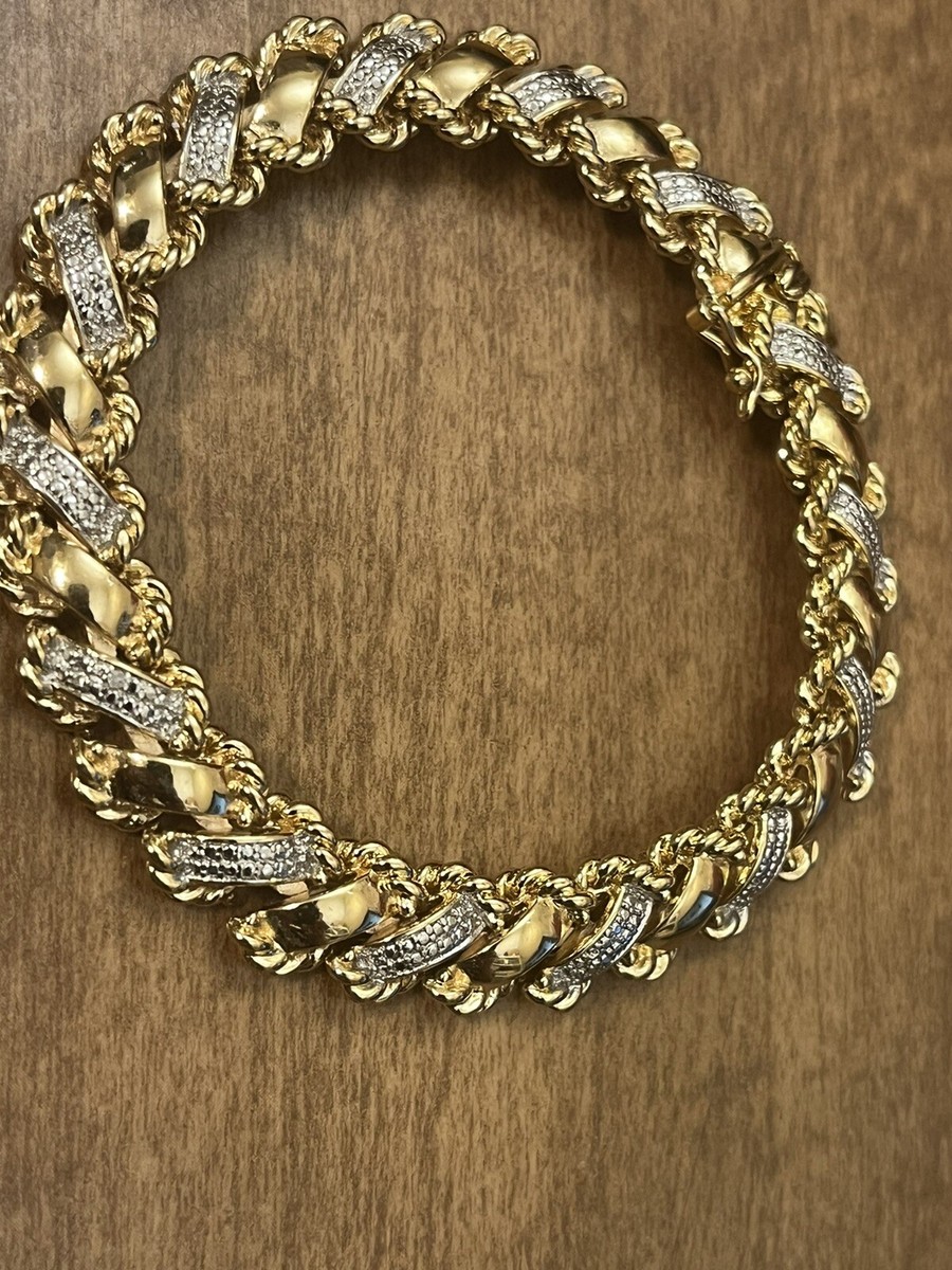 PAJ BB CHINA GOLD-PLATED 2 TONE DIAMOND CUT 7.5” TENNIS BRACELET