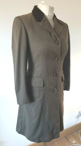 Emma Willis Vintage Crombie Style Grün Mantel Samtkragen EU38 UK 8 Mod Ausgaben - Bild 4 von 12