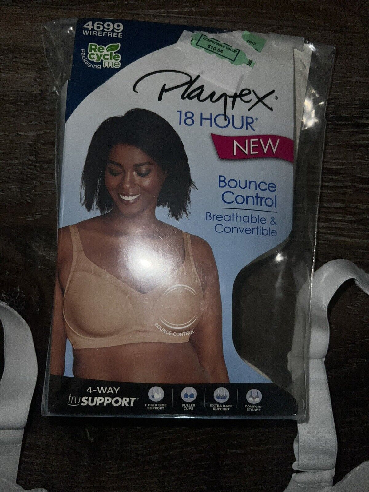 Playtex Women's Full Figure Bra White 18-Hour #4699 Bounce Control