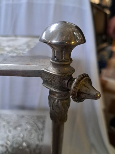 Antiker Eisentisch Blumentisch Beistelltisch Regal Keramik Fliese floral Vögel - Bild 9 von 13