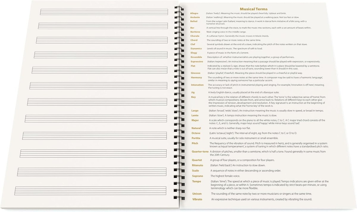 A4 Music manuscript book, 12 staves per page. 120 pages, 90gsm FSC paper.  UK | eBay UK
