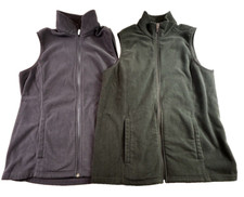 Lot of 2 Lands End Full Zip Fleece Vest M 10-12 1 Black and 1 Blue