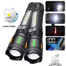 2 x 99000000 Lumens Super Bright LED USB Flashlight Rechargeable Work Light