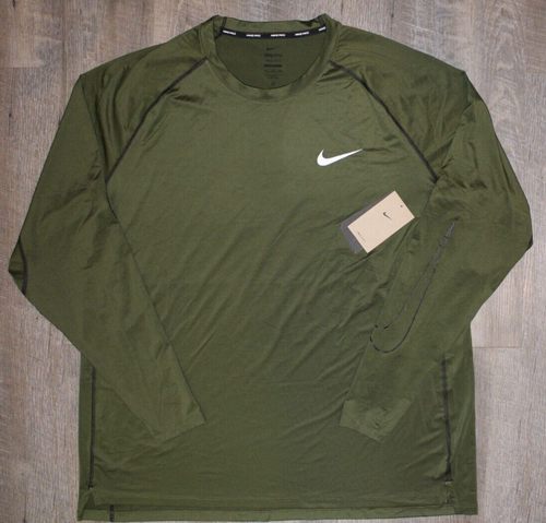 NWT NIKE Men's BIG & TALL Long Sleeved Pro Fit T Shirt Olive Green 3XL