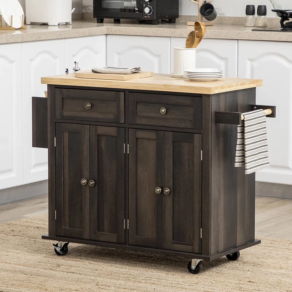 Rolling Sideboard Storage Cabinet Kitchen Cupboard with Drawers Home Living Room