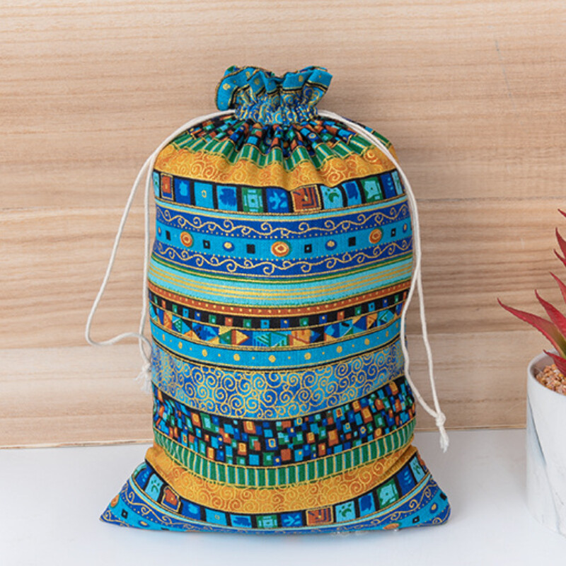 UK 12pcs Jewellery Drawstring Storage Bag Ethnic Burlap bag Organiser Pouch Mini