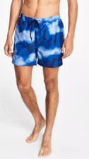 INC Swim Trunk Mens Size Large Blue Andro Abstract 5" Inseam Quick Dry NWT $49