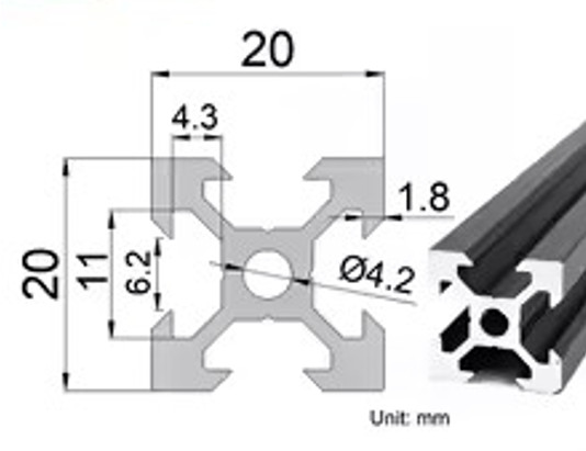 4PCS 2020 Aluminum Extrusion Profile V Slot Linear Rail EU Standard 200-1220mm