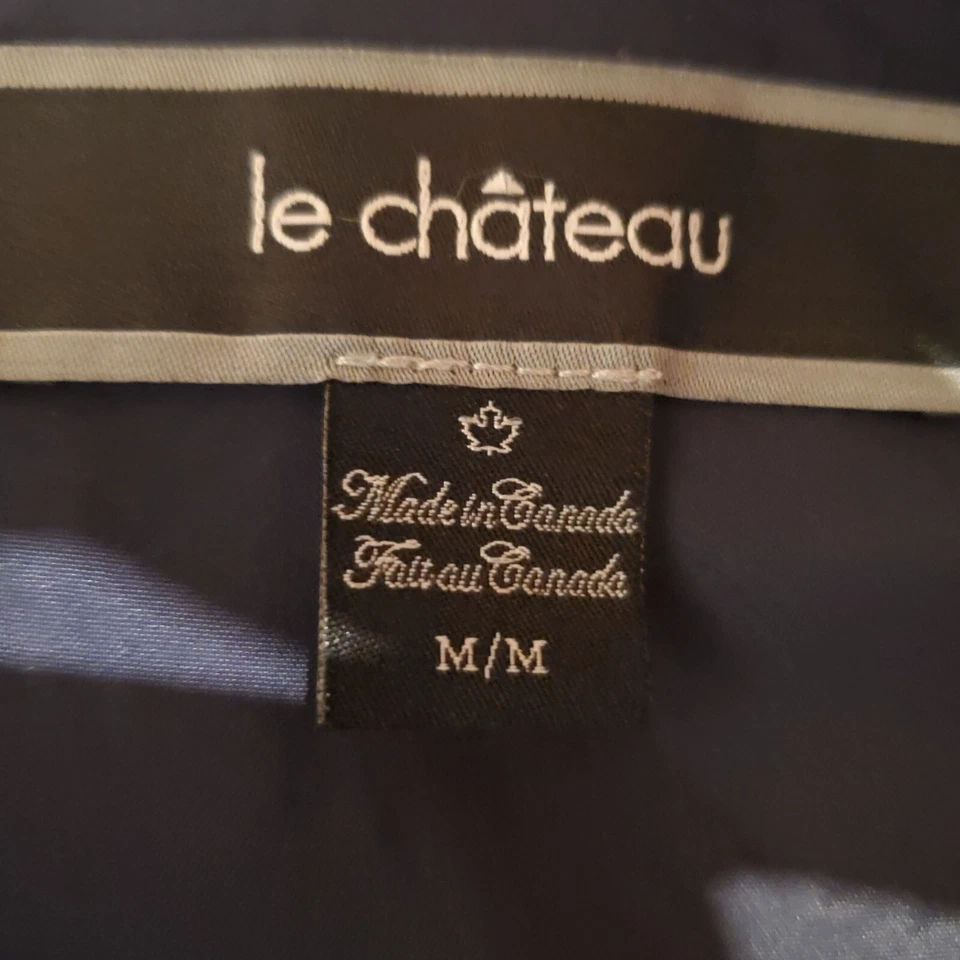 Vestido Le Chateau Sin Mangas Denim Azul Gris con Bolsillos y Cinturón Para Mujer Mediano Foto 3 de 4