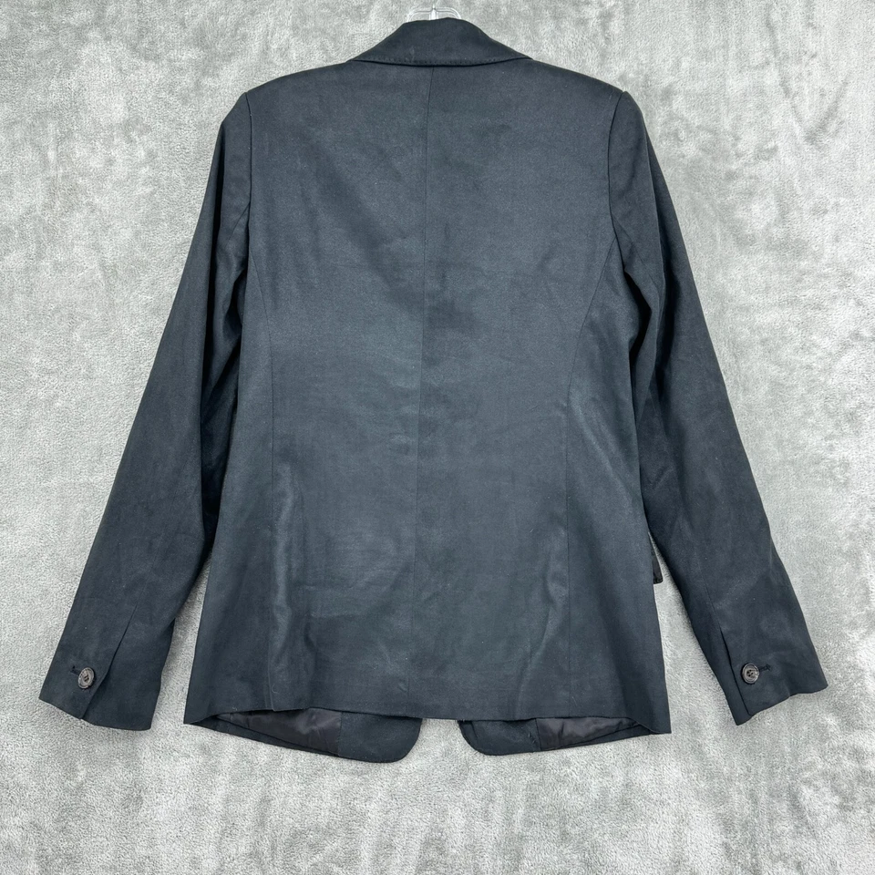 Chaqueta Joes Jeans Mujer Pequeña Vegana Gamuza Botón Carrera Oficina Minimalista Negra Foto 2 de 4