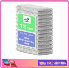 Wire Dishwashing Rag, Double Layer Metal Cloth, 12 Pack