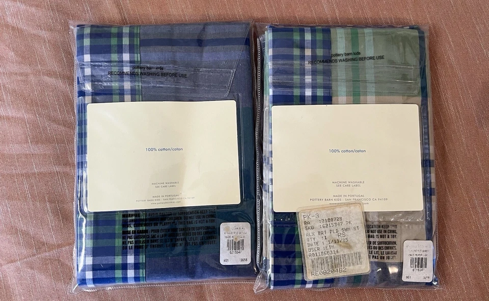 Conjunto de saia e fronhas de travesseiro Pottery Barn Kids Alex xadrez brilhante azul preppy - Imagem 4 de 4