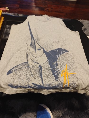 Guy Harvey Gray Tank Top Men's Large Cotton - Picture 3 of 11