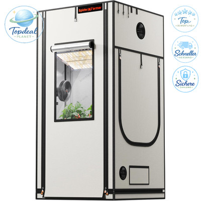 Growzelt 90x90x180 cm mit Roll-up-Tür und Fenster für Pflanzen Indoor Garten
