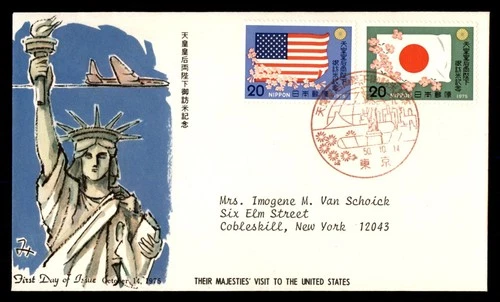 Mayfairstamps Japan FDC 1975 US and Japan Flags Statue of Liberty Majesties Visi