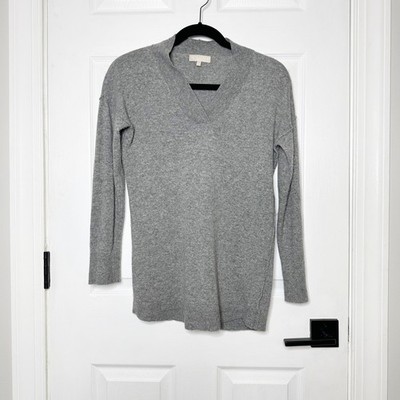 Benedetta B Wool Cashmere Blend V-Neck Gray Pullover Sweater Exposed Seam XS