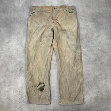 Dickies Trousers Mens 42" Work Carpenter Workwear Distressed Pants, Beige