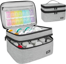 LEFOR Z Medicine Storage Bag,Double Layers Pill Bottle Organizer Bag Empty wi