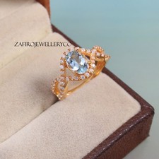 Aquamarine Ring, Brides Ring, March Birthstone, 925 Sterling Silver
