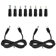 2 Pcs 3.3ft 20V USB C to DC 5.5x2.5mm PD Trigger Power Cable 8 Connectors