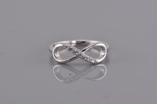 Sterling Silver Cubic Zirconia Accented Looped Infinity Band Ring 925 Sz: 5