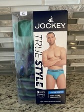 Jockey mens xl 40-42 briefs underwear cotton stretch 3 pairs green blue NEW