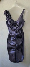 Xscape Purple One Shoulder Cocktail Dress Ruffle Rosette Size 12