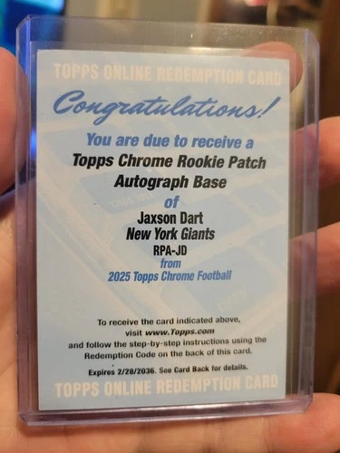 2025 Topps Chrome Jaxson Dart Rookie Patch Autographs (RAW)