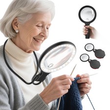Neck Wear Magnifying Glass with Light for Close Work, 5.5 Inch 5X Handheld Li...