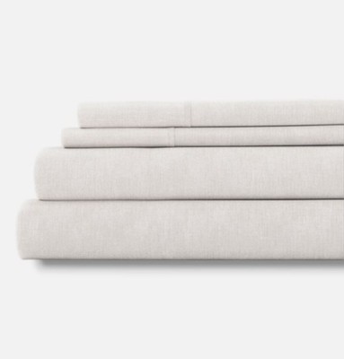 ienjoy Home Beige Linen Bamboo 300 Thread Count 4-Piece Sheet Set, King