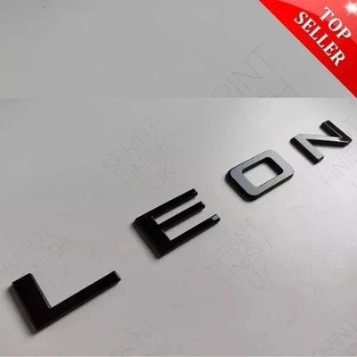 3D Glanz Schwarz LEON L E O N Heck Emblem Buchstaben PASST Seat Leon Cupra | 2,7*25,1cm